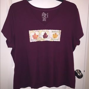 Fall shirt with leaves. Burgundy/Wine color.